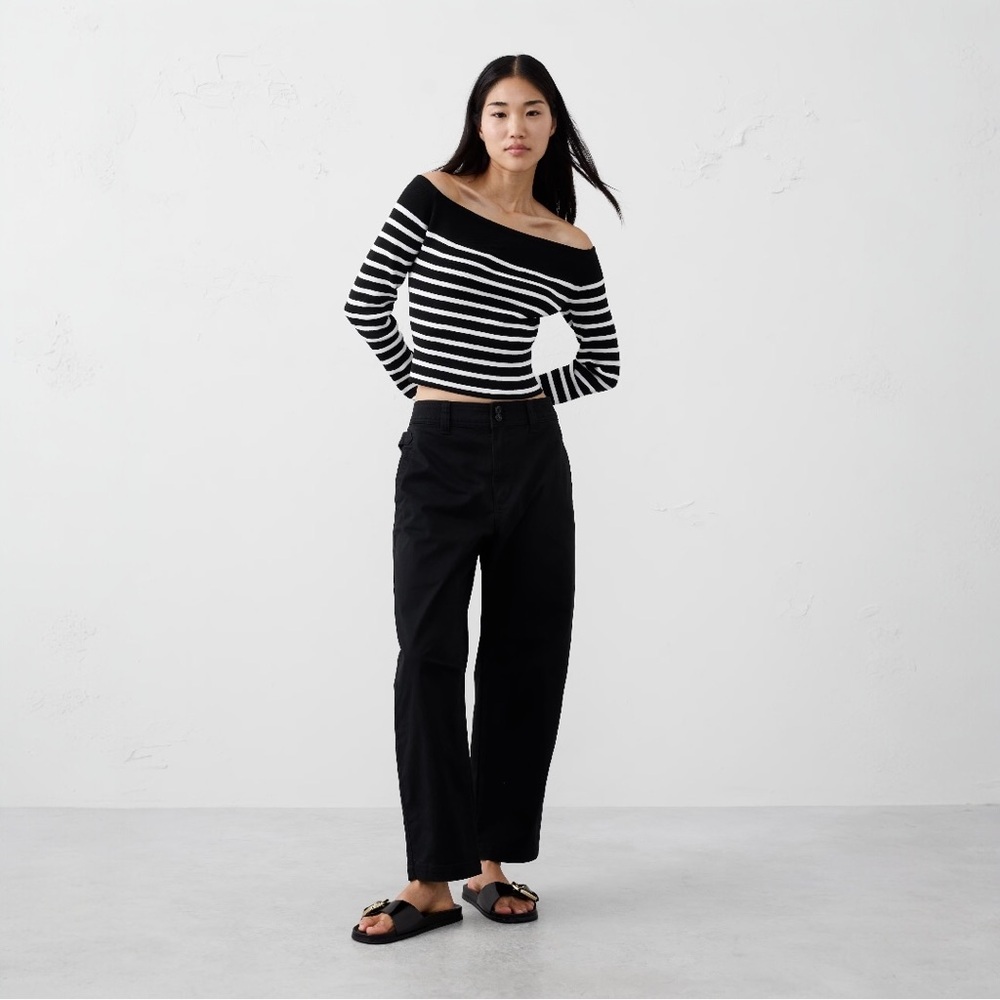 Banana Republic Barrel High Rise Chino NWT 6 BLACK
